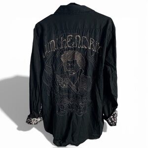 Jimi Hendrix Experience Purple Label Embroidered Button-Up Shirt Size L